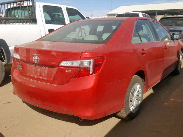 4T4BF1FK2CR171305 - 2012 TOYOTA CAMRY BASE RED photo 4