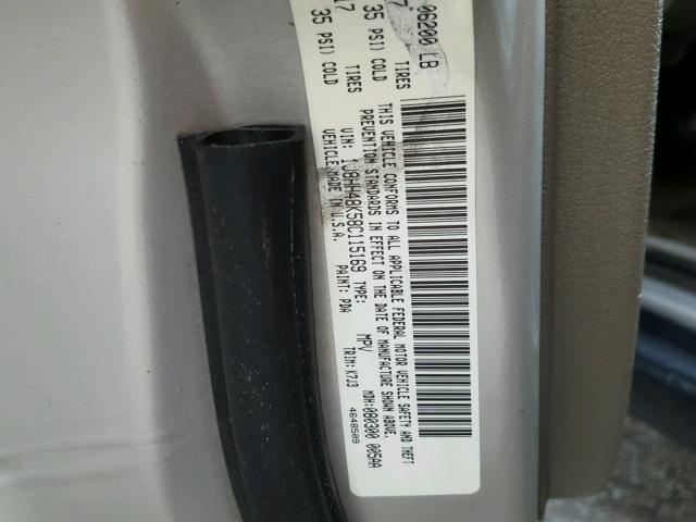 1J8HH48K58C115169 - 2008 JEEP COMMANDER SILVER photo 10