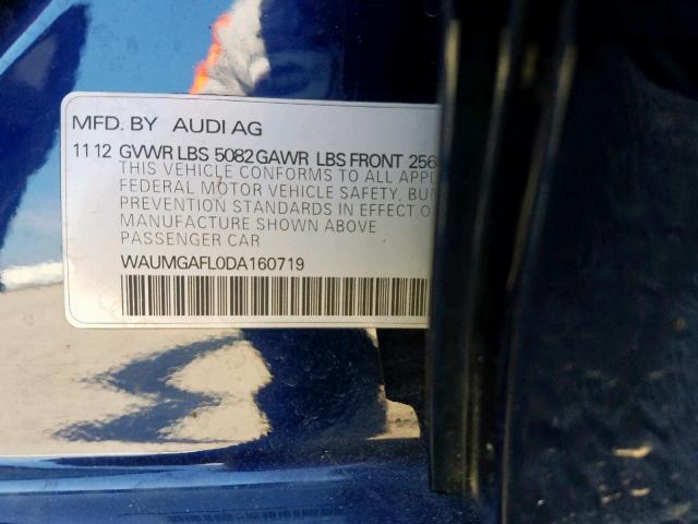 WAUMGAFL0DA160719 - 2013 AUDI S4 PRESTIG BLUE photo 10