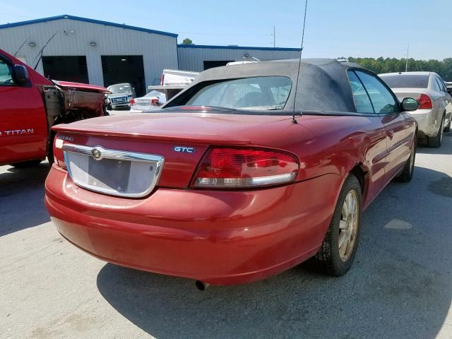 1C3EL75R65N631718 - 2005 CHRYSLER SEBRING GT RED photo 4