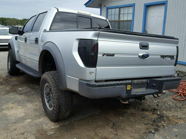 1FTFW1R63BFB91533 - 2011 FORD F150 SVT R SILVER photo 3