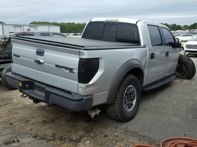 1FTFW1R63BFB91533 - 2011 FORD F150 SVT R SILVER photo 4