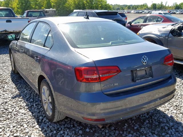 3VWLA7AJ2FM225131 - 2015 VOLKSWAGEN JETTA TDI GRAY photo 3