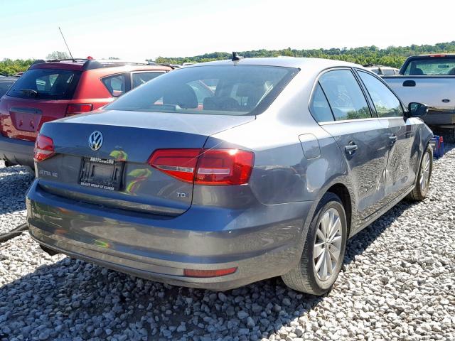 3VWLA7AJ2FM225131 - 2015 VOLKSWAGEN JETTA TDI GRAY photo 4