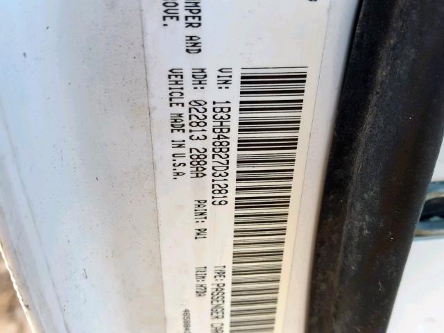 1B3HB48B27D312819 - 2007 DODGE CALIBER SX WHITE photo 10