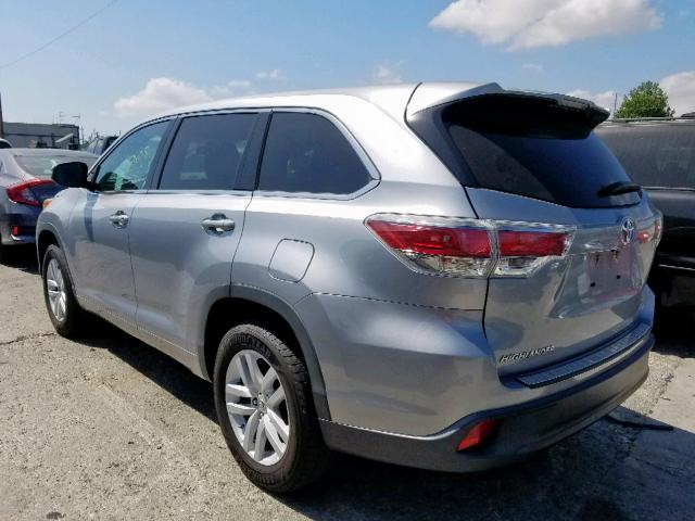 5TDZARFH0ES008089 - 2014 TOYOTA HIGHLANDER BLUE photo 3