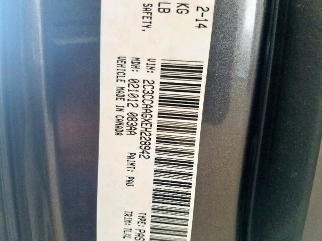 2C3CCAAGXEH228942 - 2014 CHRYSLER 300 GRAY photo 10