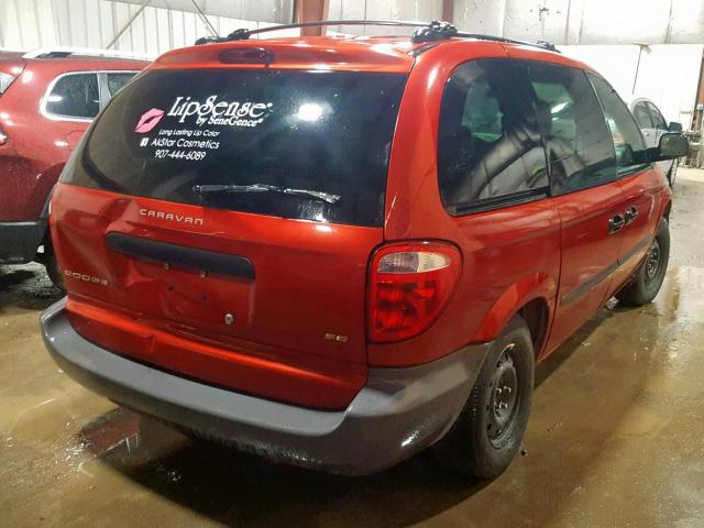 1B4GP25362B644423 - 2002 DODGE CARAVAN SE RED photo 4