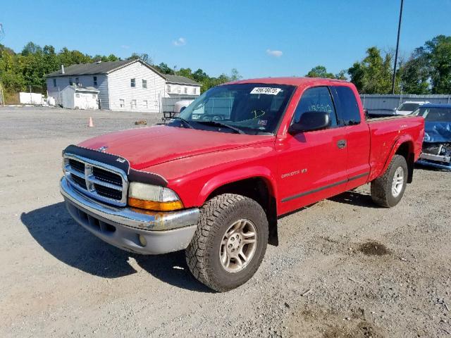 1B7GG42N72S503610 - 2002 DODGE DAKOTA SLT RED photo 2