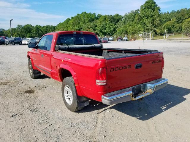 1B7GG42N72S503610 - 2002 DODGE DAKOTA SLT RED photo 3