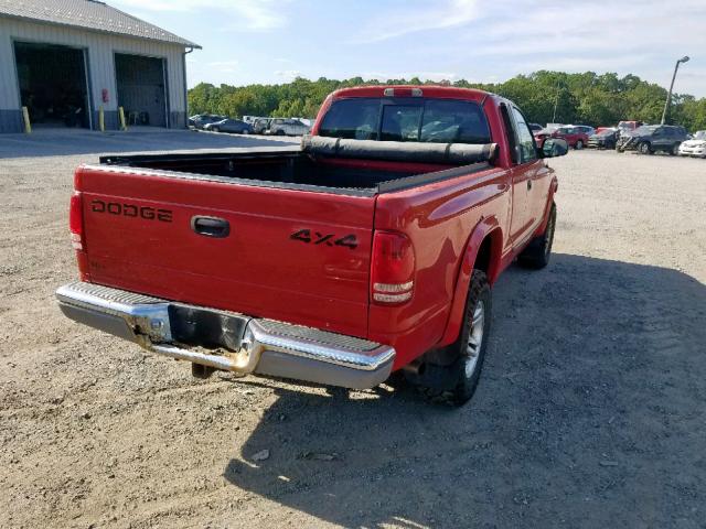 1B7GG42N72S503610 - 2002 DODGE DAKOTA SLT RED photo 4