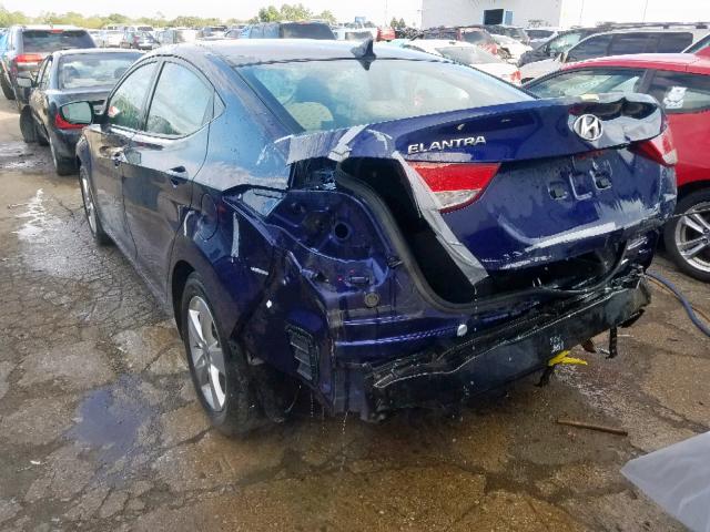 5NPDH4AE1DH162935 - 2013 HYUNDAI ELANTRA GL BLUE photo 3