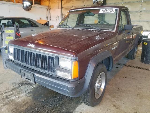 1JTHW6413JT131980 - 1988 JEEP COMANCHE BURGUNDY photo 2