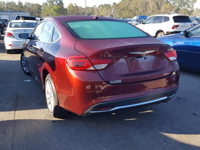 1C3CCCAB8GN189665 - 2016 CHRYSLER 200 LIMITE BURGUNDY photo 3