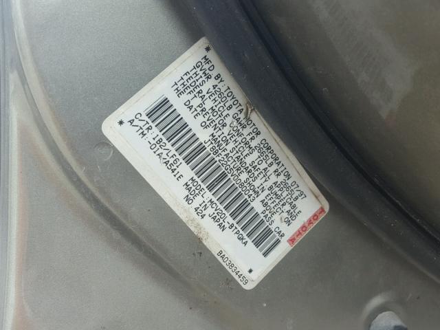 JT8BF22G5V0080043 - 1997 LEXUS ES 300 SILVER photo 10