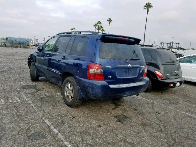 JTEGP21A940018740 - 2004 TOYOTA HIGHLANDER BLUE photo 3