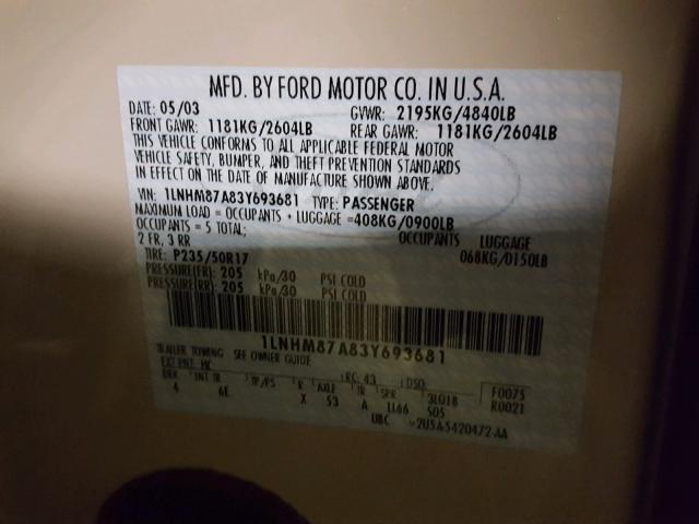 1LNHM87A83Y693681 - 2003 LINCOLN LS TAN photo 10