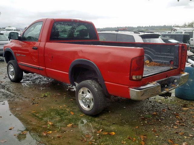 3D7KS26D45G900904 - 2005 DODGE RAM 2500 S წითელი ფოტო 3