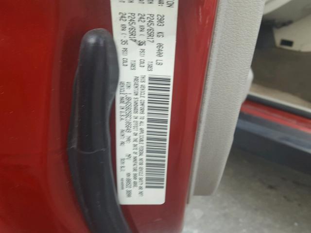 1J8HG58256C105649 - 2006 JEEP COMMANDER RED photo 10