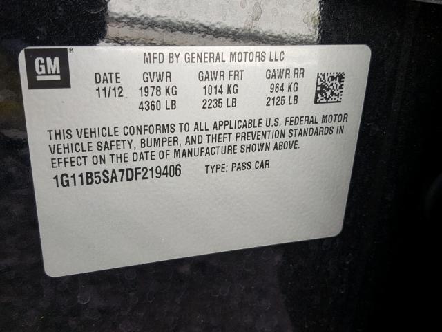 1G11B5SA7DF219406 - 2013 CHEVROLET MALIBU LS 黑色 照片 10