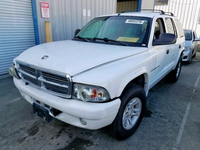 1B4HS28N71F621031 - 2001 DODGE DURANGO WHITE photo 2