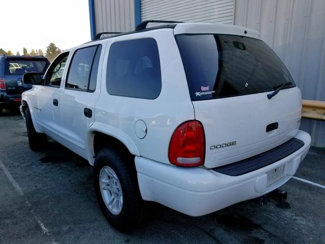 1B4HS28N71F621031 - 2001 DODGE DURANGO WHITE photo 3