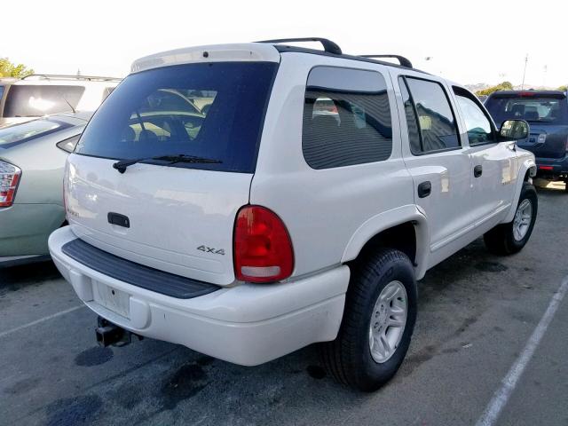 1B4HS28N71F621031 - 2001 DODGE DURANGO WHITE photo 4