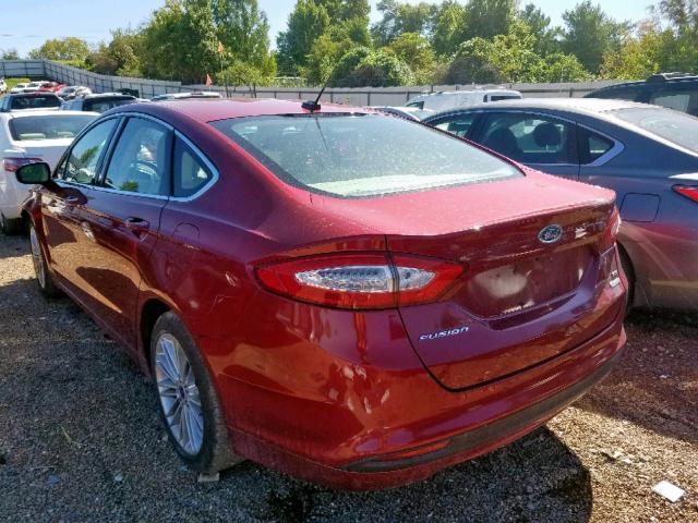 3FA6P0HR1DR361175 - 2013 FORD FUSION SE RED photo 3