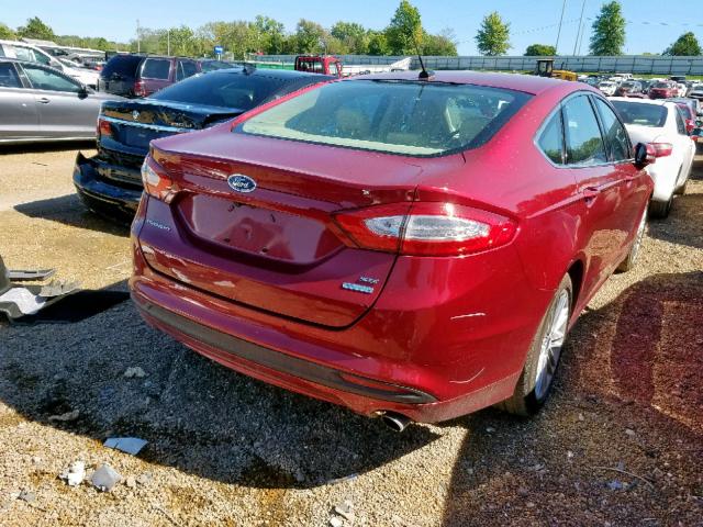 3FA6P0HR1DR361175 - 2013 FORD FUSION SE RED photo 4