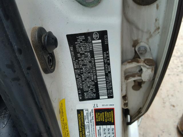 4T1BK1EB3EU114959 - 2014 TOYOTA AVALON BAS 白色 照片 10