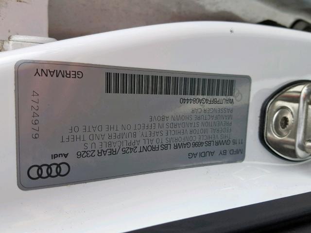 WAUTPBFF4GA084440 - 2016 AUDI A3 E-TRON WHITE photo 10