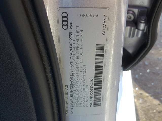 WAUHGAFC0GN003450 - 2016 AUDI A6 PRESTIG SILVER photo 10