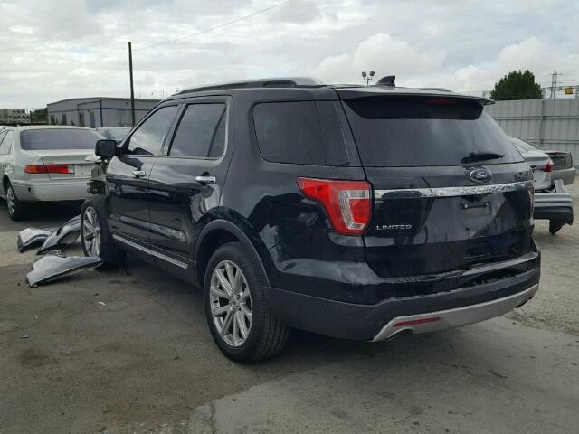 1FM5K7F88HGA35258 - 2017 FORD EXPLORER L BLACK photo 3