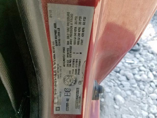 1GCCSCD95A8125578 - 2010 CHEVROLET COLORADO L RED photo 10