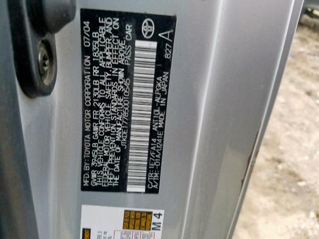 JTKDE177850010545 - 2005 TOYOTA SCION TC ვერცხლისფერი ფოტო 10