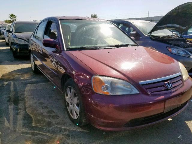 1HGES26822L067677 - 2002 HONDA CIVIC EX MAROON photo 1