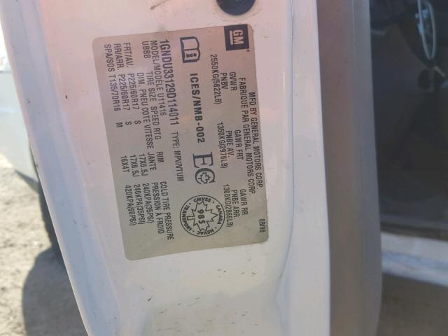 1GNDU33129D114011 - 2009 CHEVROLET UPLANDER L 白色 照片 10