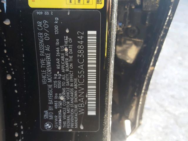 WBANV1C55AC388442 - 2010 BMW 528 XI BLACK photo 10