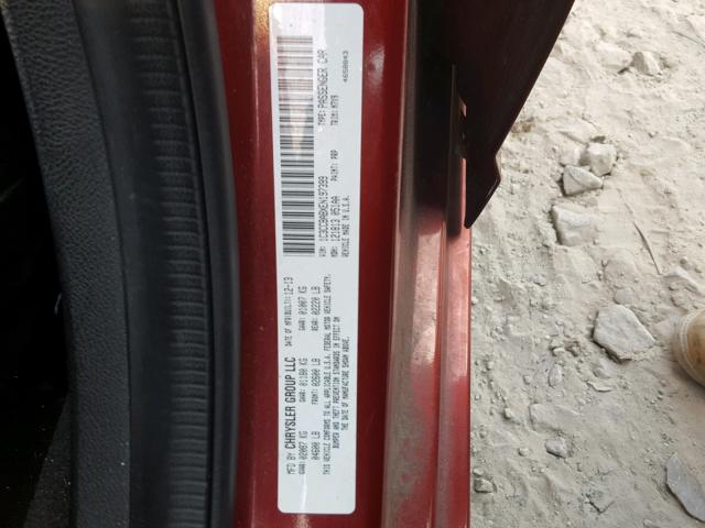 1C3CCBABXEN197399 - 2014 CHRYSLER 200 LX RED photo 10