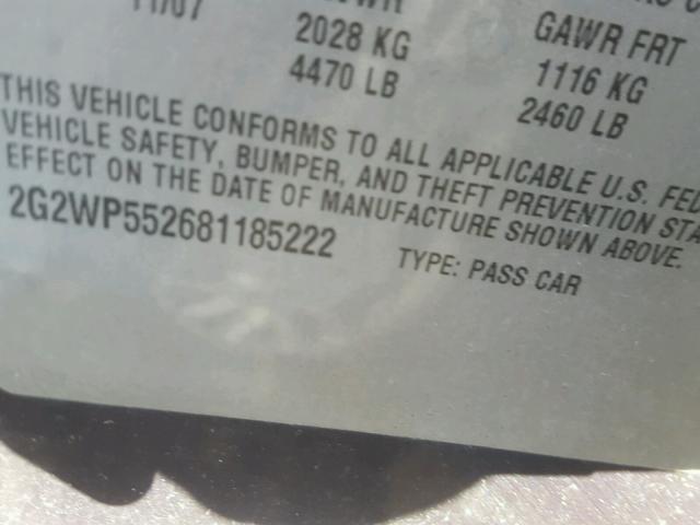 2G2WP552681185222 - 2008 PONTIAC GRAND PRIX Көк фото 10