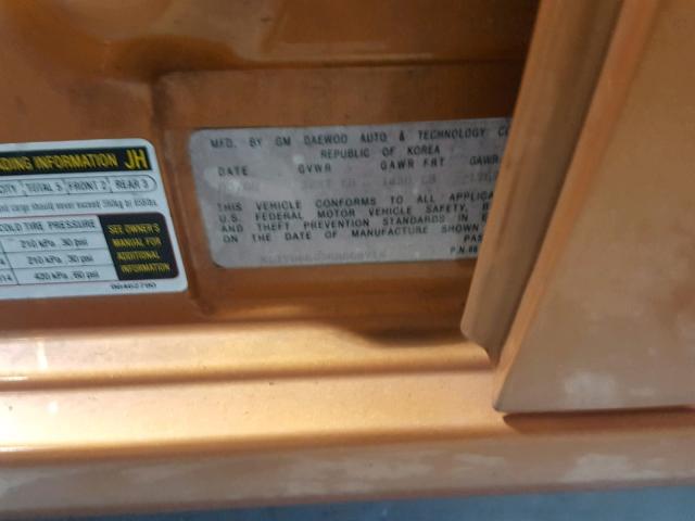 KL1TD66636B668718 - 2006 CHEVROLET AVEO BASE Narıncı foto 10