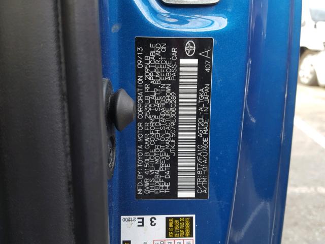 JTKJF5C79E3080289 - 2014 TOYOTA SCION TC Mavi foto 10