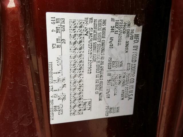 5LMFU27R83LJ20302 - 2003 LINCOLN NAVIGATOR Марун фото 10