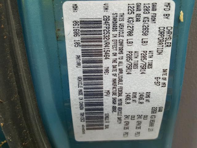 2B4FP2532VR415464 - 1997 DODGE CARAVAN BLUE photo 10