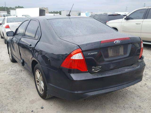 3FAHP0GA8CR349107 - 2012 FORD FUSION S BLACK photo 3