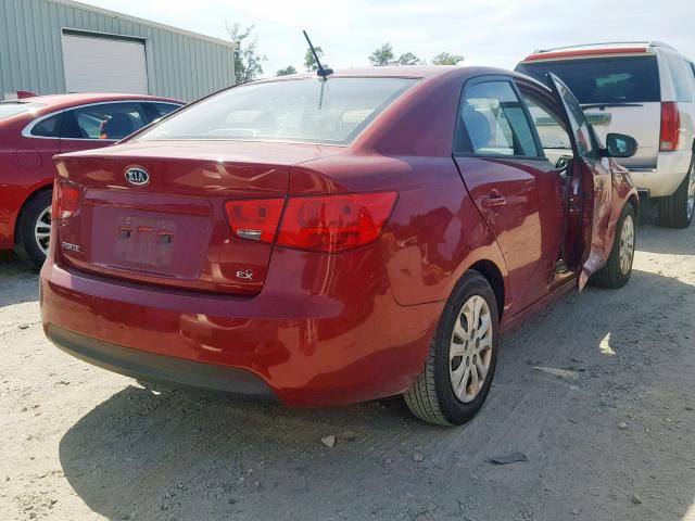 KNAFU4A23B5365250 - 2011 KIA FORTE EX RED photo 4