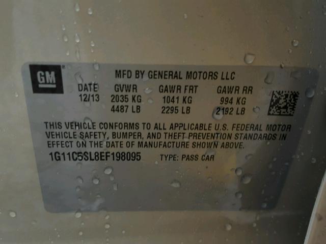 1G11C5SL8EF198095 - 2014 CHEVROLET MALIBU 1LT GOLD photo 10