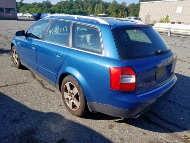 WAUVT68E12A174721 - 2002 AUDI A4 3.0 AVA BLUE photo 3