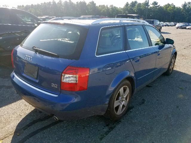 WAUVT68E12A174721 - 2002 AUDI A4 3.0 AVA BLUE photo 4