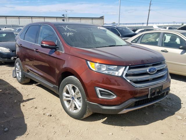 2FMTK4J82FBB55039 - 2015 FORD EDGE SEL MAROON photo 1